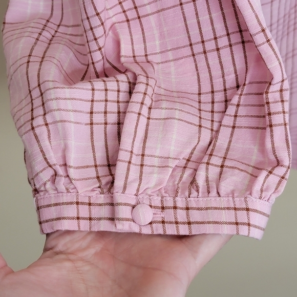 LC Lauren Conrad | Pink Plaid Ruffle Detail Button Down Shirt Size 4X - Picture 5 of 7